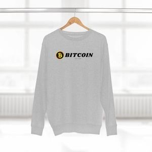 Bitcoin Crypto Logo Established First Unisex Premium Crewneck Sweatshirt Sweater